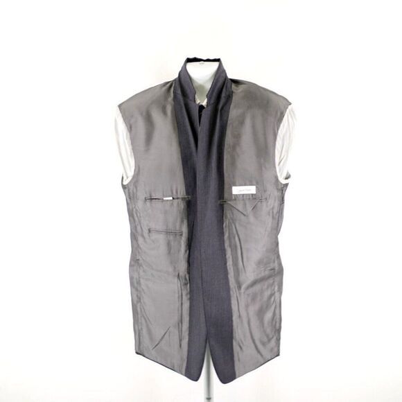 Calvin Klein Wool Gray 2 Button 2 Piece Suit 42L 36/32 High Rise Flat Front Part - Picture 13 of 16